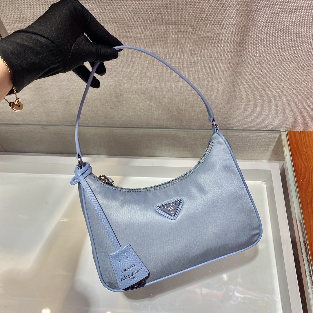 Prada Mini Re Edition 2005 Re Nylon And Saffiano Bag Light Blue 1NE204